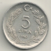 Turkey   5 Lira   KM#949.1    1982 - Türkei