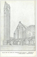 SCHEUT-ANDERLECHT-PLAN DE L'EGLISE St VINCENT DE PAUL Par J.SMOLDEREN-architecture - Anderlecht