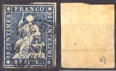 Suisse -Helvetia - 1854-62 - Y&T N° 27 Oblitéré (fil Vert) - Usados