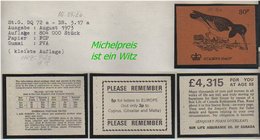 Grossbritannien -  August 1973, 30 P Markenheftchen Mi. Nr. 33 I II B. - Carnets