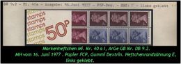 Grossbritannien - Juni 1977, 50 P Markenheftchen Mi. Nr. 40 A I. - Markenheftchen