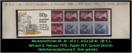 Grossbritannien - Februar 1978, 50 P Markenheftchen, Mi. Nr. 40 B I. - Markenheftchen