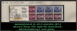 Grossbritannien - Februar 1978, 50 P Markenheftchen, Mi. Nr. 40 B II. - Markenheftchen