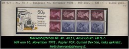 Grossbritannien - November 1978, 50 P Markenheftchen, Mi. Nr. 40 F I, Links Geklebt. - Markenheftchen