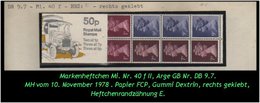 Grossbritannien - November 1978, 50 P Markenheftchen, Mi. Nr. 40 F II, Rechts Geklebt. - Markenheftchen