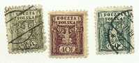 1919 - Polonia 164/66 Stemma C366      ----- - Gebruikt