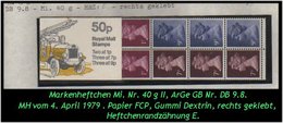 Grossbritannien - April 1979, 50 P Markenheftchen Mi. Nr. 40 G II, Rechts Geklebt. - Booklets