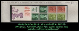 Grossbritannien - Juni 1980, 50 P Markenheftchen Mi. Nr. 48 B, Links Geklebt. - Booklets