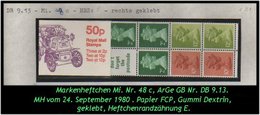 Grossbritannien - September 1980, 50 P Markenheftchen Mi. Nr. 48 C, Rechts Geklebt. - Carnets