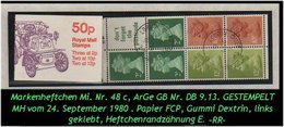 Grossbritannien - September 1980, 50 P Markenheftchen Mi. Nr. 48 C, Links Geklebt. - Markenheftchen