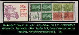 Grossbritannien - September 1980, 50 P Markenheftchen Mi. Nr. 49 C, Rechts Geklebt. - Carnets