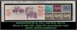 Grossbritannien - März 1981, 50 P Markenheftchen Mi. Nr. 53 A I, Rechts Geklebt. - Booklets