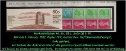 Grossbritannien - Februar 1982, 50 P Markenheftchen Mi. Nr. 58 A, Links Geklebt. - Markenheftchen
