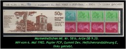 Grossbritannien - Mai 1982, 50 P Markenheftchen Mi. Nr. 58 B, Links Geklebt. - Carnets