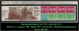 Grossbritannien - August 1982, 50 P Markenheftchen Mi. Nr. 59 C, Rechts Geklebt. - Booklets