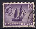 Singpore 1955 - 59  10 Ct Boat Used Stamp SG 44 ( C346 ) - Singapour (...-1959)