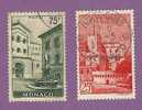 MONACO TIMBRE N° 397 ET 398 OBLITERE VUE DU PALAIS - Used Stamps