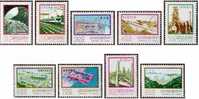 1977 9  Major Construction Stamps Interchange Plane Train Locomotive Ship Harbor Petrochemical Steel - Chemistry