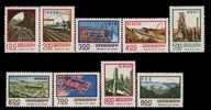 1976 9  Major Construction Stamps Interchange Plane Train Locomotive Ship Freeway Petrochemical Port - Química