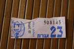 TITRE DE TRANSPORT >> 1963  2 TICKETS BILLETS  D' AUTOBUS BUS CAR  >>  ISRAEL  Poinçonné TARIF >>  23 & 25 AGOROT - Welt