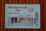 TITRE DE TRANSPORT >TICKET BILLET D' AUTOBUS BUS CAR >RED BUS  ROVER  50P LONDON LONDRES  UNITED KINGDOM GREAT BRITAIN - Europe