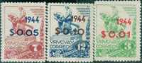 DA0117 Uruguay 1944 Nebuchadnezzar, Keller Wiese Statue Surcharged 3v MNH - Gravuren