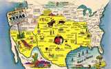 Map Of U.S. Showing TEXAS  -  A Texas " Howdy " - Sonstige & Ohne Zuordnung