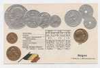 BELGIUM - Coins, Francs, Cent, Relief Postcard  1904. - Coins (pictures)