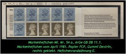 Grossbritannien – April 1981, 1.30 Pfund - Markenheftchen Mi. Nr. 54 A, Rechts Geklebt. - Booklets