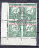 1962  ONU    BLOC DE 4  N°34   OBLITERE    CATALOGUE  ZUMSTEIN - Dienstzegels