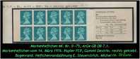 Grossbritannien – März 1976, 65 P. Markenheftchen Mi. Nr. 0-75, Rechts Geklebt. - Markenheftchen