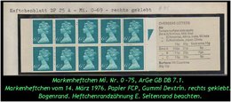 Grossbritannien – März 1976, 65 P. Markenheftchen Mi. Nr. 0-75, Rechts Geklebt. - Markenheftchen