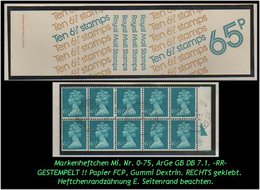 Grossbritannien – März 1976, 65 P. Markenheftchen Mi. Nr. 0-75, Rechts Geklebt. - Booklets