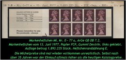 Grossbritannien – Juni 1977 - 70 P. Markenheftchen Mi. Nr. 0-77 A, Links Geklebt. - Carnets