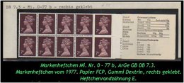 Grossbritannien – Juni 1977 - 70 P. Markenheftchen Mi. Nr. 0-77 A, Rechts Geklebt. - Markenheftchen