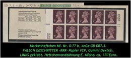 Grossbritannien – Juni 1977 - 70 P. Markenheftchen Mi. Nr. 0-77 B, Rechts Geklebt. Falsch Geschnitten -RR- - Markenheftchen