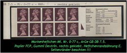 Grossbritannien - 70 P. Markenheftchen Mi. Nr. 0-77 C, Rechts Geklebt. - Postzegelboekjes