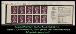 Grossbritannien - 70 P. Markenheftchen Mi. Nr. 0-77 F, Rechts Geklebt. - Booklets
