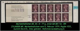 Grossbritannien - Februar 1979 - 70 P. Markenheftchen Mi. Nr. 0-77 G, Links Geklebt. Zylindernummer !! - Carnets