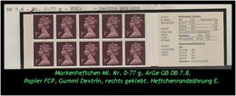 Grossbritannien - Februar 1979 - 70 P. Markenheftchen Mi. Nr. 0-77 G, Rechts Geklebt. - Carnets