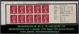 Grossbritannien – Oktober 1979, 80 P. Markenheftchen Mi. Nr. 0-79, Rechts Geklebt. - Postzegelboekjes