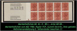 Grossbritannien – Mai 1980, 1 Pfund. Markenheftchen Mi. Nr. 0-80 C, Links Geklebt. - Postzegelboekjes