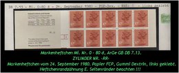 Grossbritannien - September 1980 – 1 Pfund. Markenheftchen Mi. Nr. 0-80 D, Links Geklebt. Zylindernummer !! - Markenheftchen