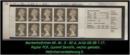 Grossbritannien – September 1981, 1,15 Pfund. Markenheftchen Mi. Nr. 0-82 D, Rechts Geklebt. - Carnets