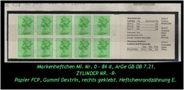 Grossbritannien – Februar 1981, 1,25 Pfund. Markenheftchen Mi. Nr. 0-84 D, Rechts Geklebt. Zylindernummer !! - Booklets