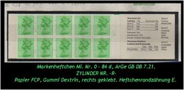 Grossbritannien – Februar 1981, 1,25 Pfund. Markenheftchen Mi. Nr. 0-84 D, Rechts Geklebt. Zylindernummer !! - Markenheftchen