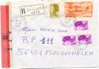 1986-11-9 Lettre Recommandée R1+AR Tarif 1/8/86 2e éch 58 PA Hydravion +2184+2241 Liberté Gandon QuimperFinistère - Postal Rates