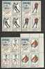 Burundi 1968 Mi# 386-392 A ** MNH - Blocks Of 4 (3 Stamps + 1 Label) - 10th Winter Olympic Games, Grenoble - Unused Stamps