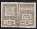 Revenue Fiscaux 3 Lei 1990,stamps MNH Romania. - Revenue Stamps