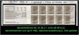 Grossbritannien – April 1983, 1.60 Pfund. Markenheftchen Mi. Nr. 0-86 A I, Links Geklebt. - Booklets